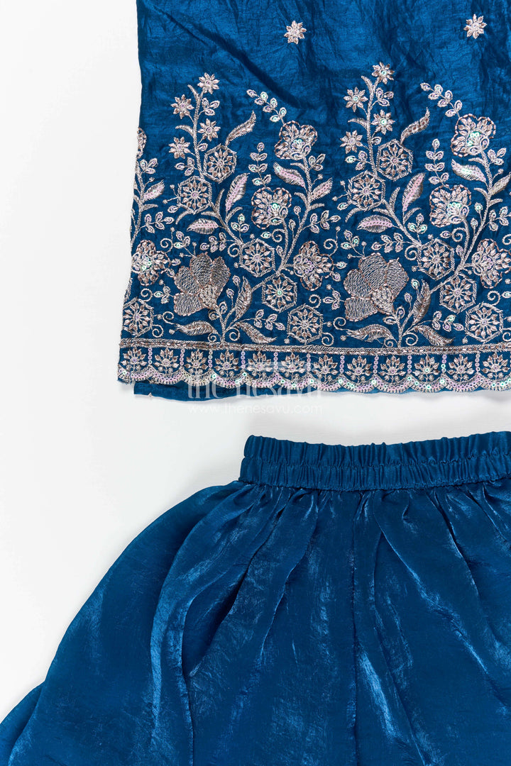 The Nesavu Girls Sharara / Plazo Set Girls Sharara Set for Wedding Functions and Festive Gatherings Nesavu Nesavu girls organza sharara set with embroidered yoke for weddings