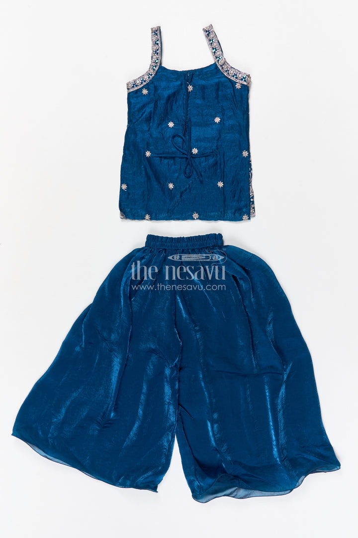 The Nesavu Girls Sharara / Plazo Set Girls Sharara Set for Wedding Functions and Festive Gatherings Nesavu Nesavu girls organza sharara set with embroidered yoke for weddings