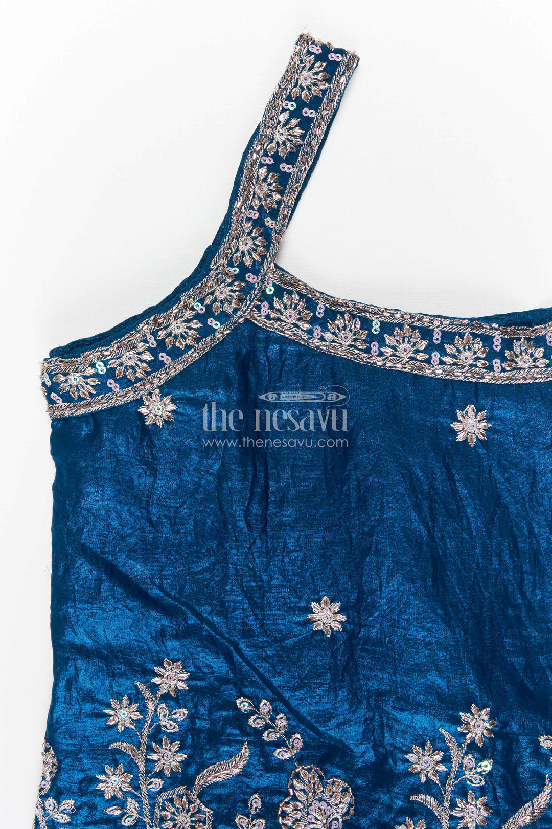 The Nesavu Girls Sharara / Plazo Set Girls Sharara Set for Wedding Functions and Festive Gatherings Nesavu Nesavu girls organza sharara set with embroidered yoke for weddings