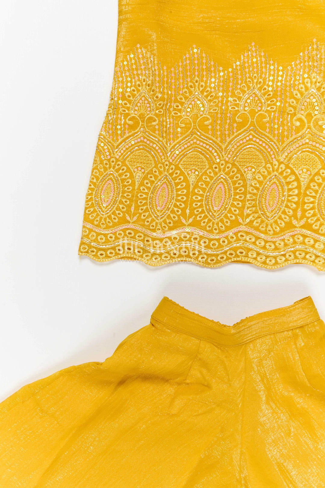 The Nesavu Girls Sharara / Plazo Set Girls Sharara Set for Wedding Functions and Festive Wear Nesavu Nesavu girls georgette sharara set for wedding functions with designer embroidered yoke