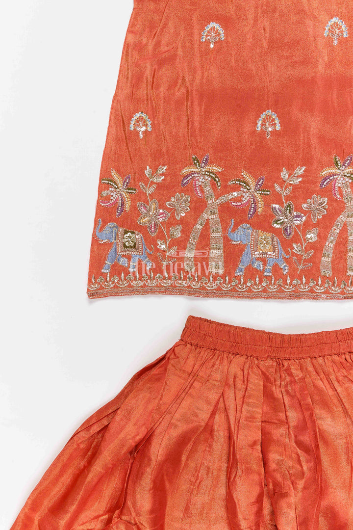 The Nesavu Girls Sharara / Plazo Set Girls Sharara Set for Wedding Functions and Festive Wearing Nesavu Nesavu girls georgette sharara set with designer embroidery for weddings