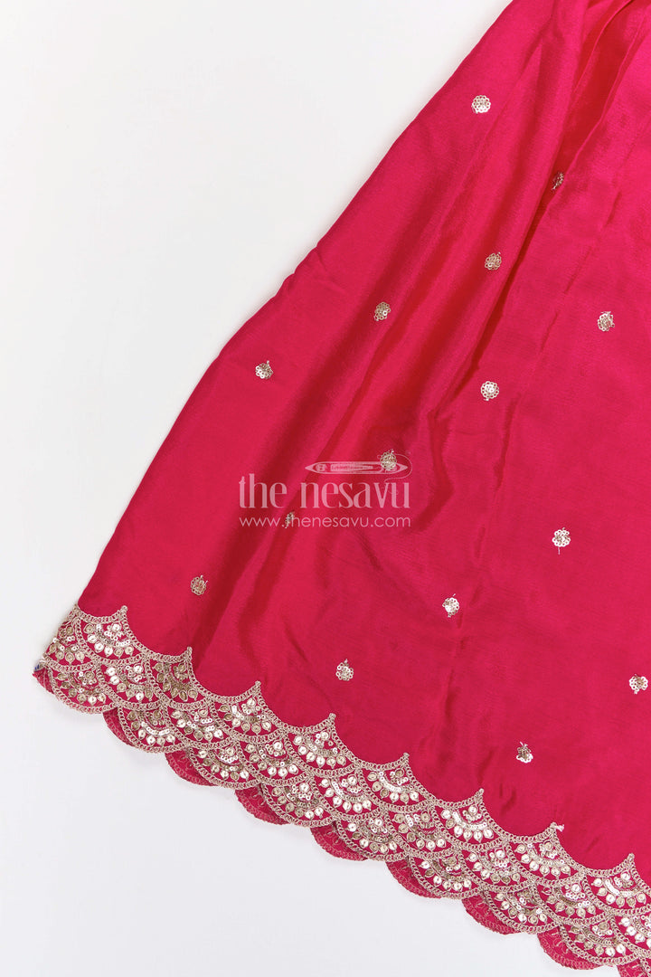 The Nesavu Girls Sharara / Plazo Set Girls Sharara Set for Wedding Functions Nesavu Nesavu girls viscose silk sharara set with sequin embroidery for weddings