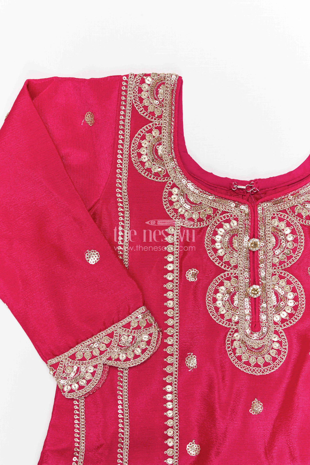 The Nesavu Girls Sharara / Plazo Set Girls Sharara Set for Wedding Functions Nesavu Nesavu girls viscose silk sharara set with sequin embroidery for weddings