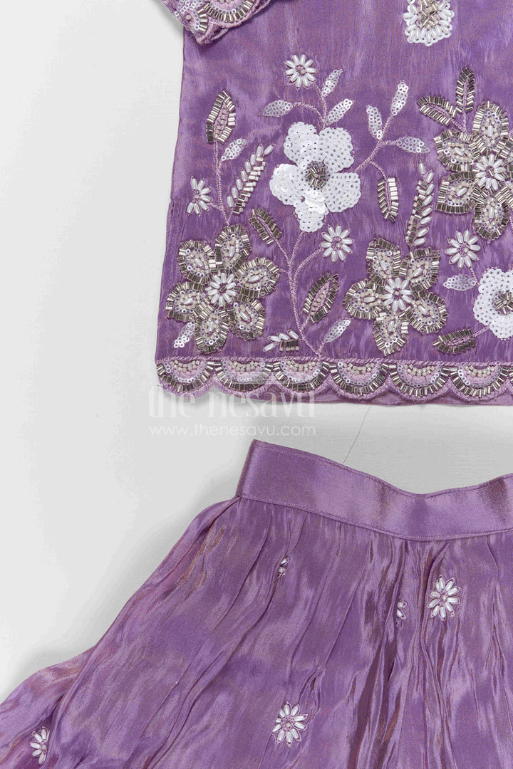 The Nesavu Girls Sharara / Plazo Set Girls Sharara Set for Weddings and Festival Celebrations Nesavu Nesavu girls viscose silk sharara set with designer embroidery for weddings and festive occasions