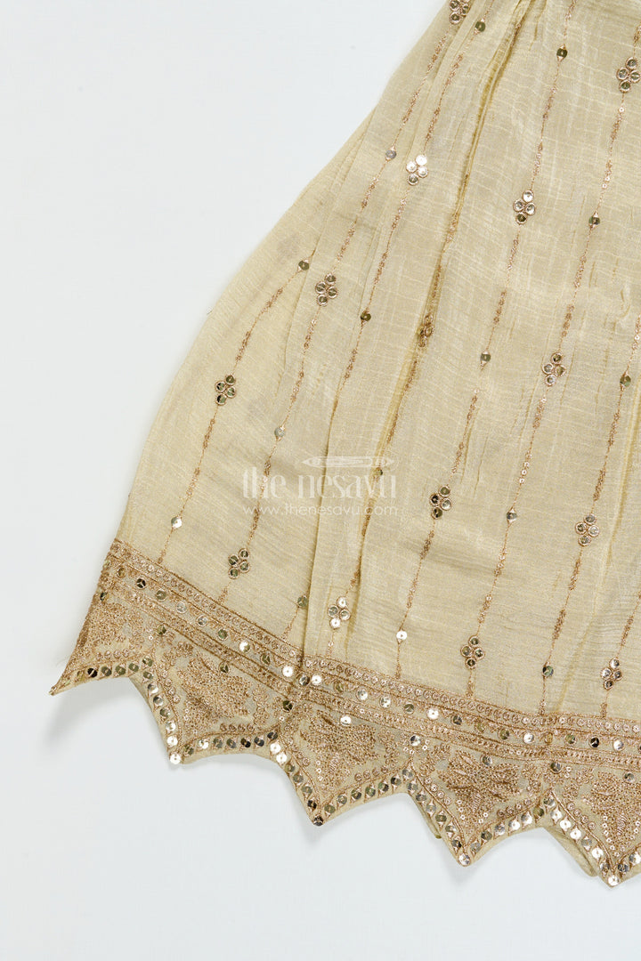 The Nesavu Girls Sharara / Plazo Set Girls Sharara Set for Weddings and Festive Celebrations Nesavu Nesavu girls sleeveless sharara set tissue silk embroidery weddings festivals