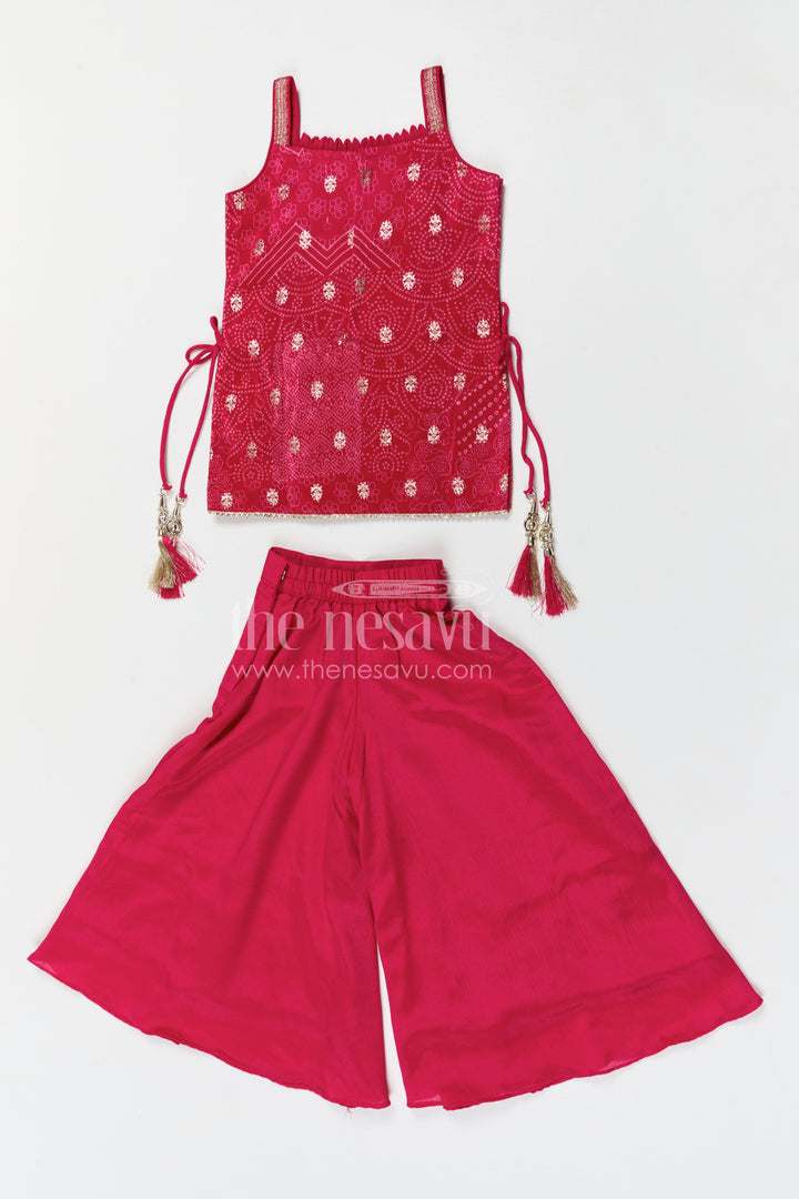 The Nesavu Girls Sharara / Plazo Set Girls Sharara Set for Weddings and Festive Cultural Celebrations Nesavu Nesavu girls georgette sharara set with embroidered yoke for weddings festive events and celebrations