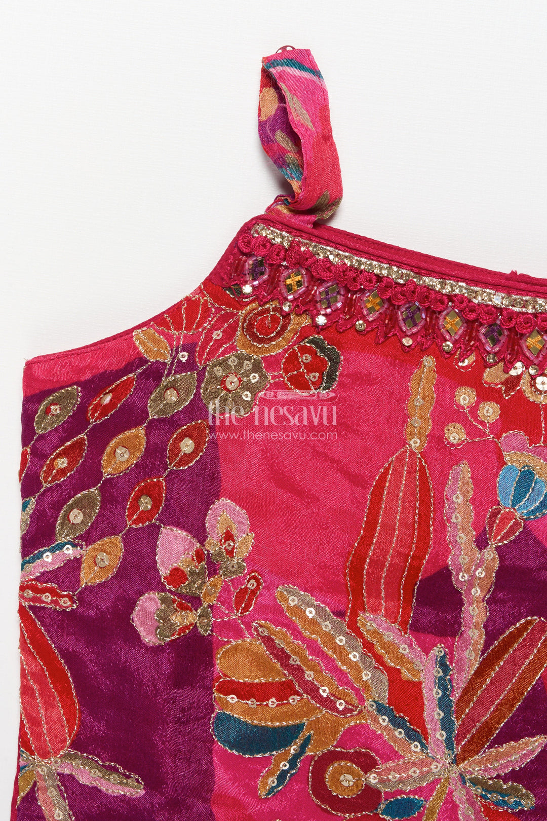 The Nesavu Girls Sharara / Plazo Set Girls Sharara Set for Weddings and Festive Occasions Nesavu Nesavu girls sharara set embroidered cape top weddings festive parties