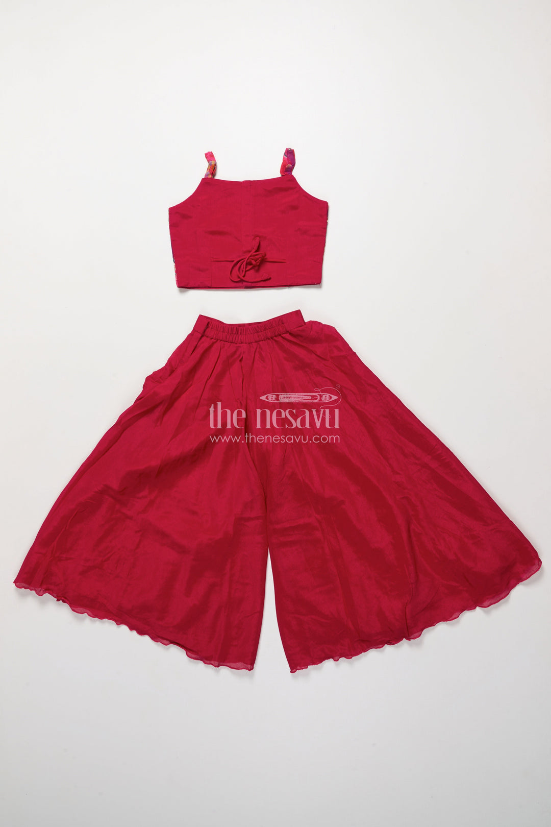 The Nesavu Girls Sharara / Plazo Set Girls Sharara Set for Weddings and Festive Occasions Nesavu Nesavu girls sharara set embroidered cape top weddings festive parties