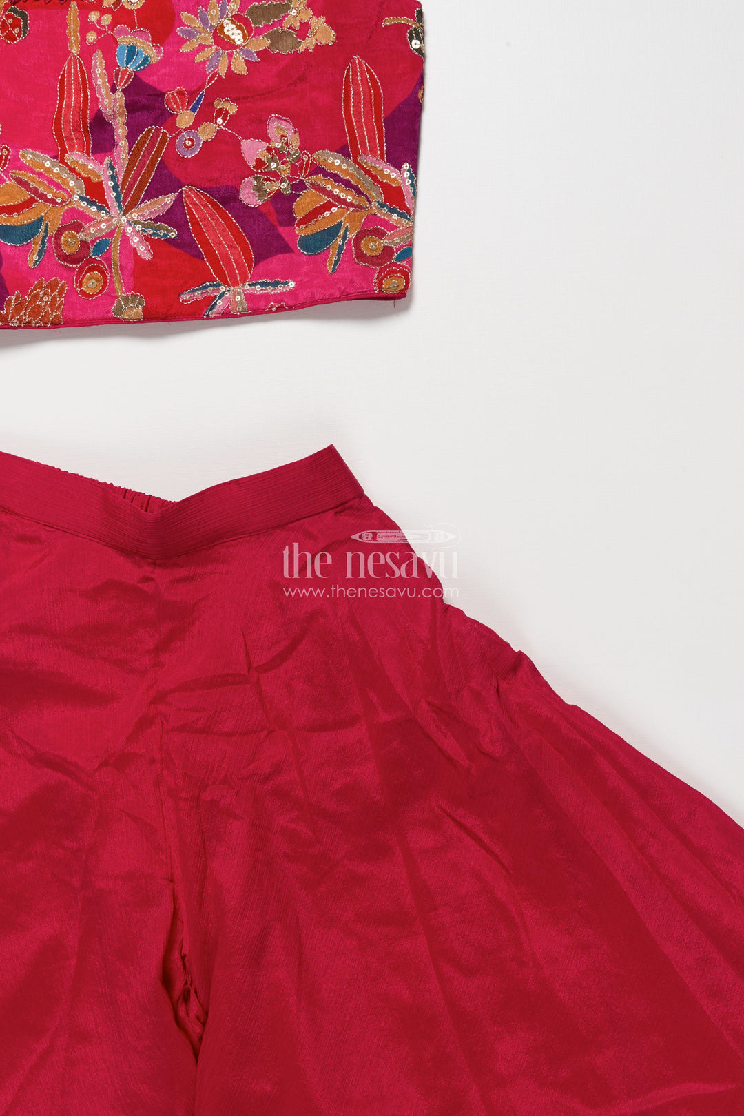 The Nesavu Girls Sharara / Plazo Set Girls Sharara Set for Weddings and Festive Occasions Nesavu Nesavu girls sharara set embroidered cape top weddings festive parties