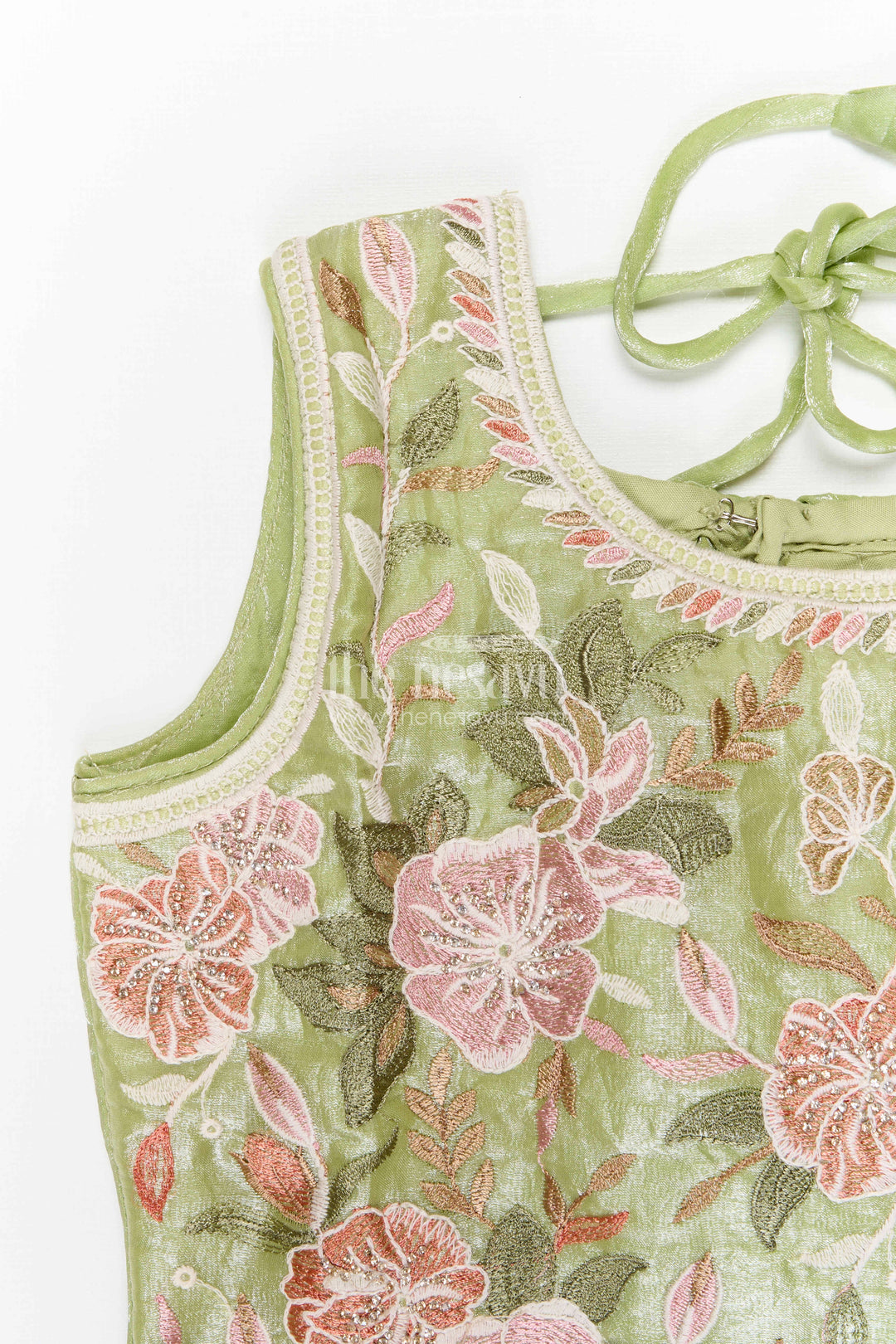 The Nesavu Girls Sharara / Plazo Set Girls Sharara Set for Weddings and Festives Nesavu Nesavu girls tissue organza sharara set with designer embroidery for weddings