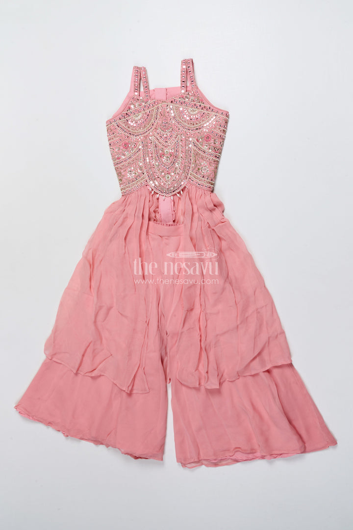 The Nesavu Girls Sharara / Plazo Set Girls Sharara Set for Weddings and Traditional Functions Nesavu Nesavu girls sharara set embroidered yoke weddings festive celebrations