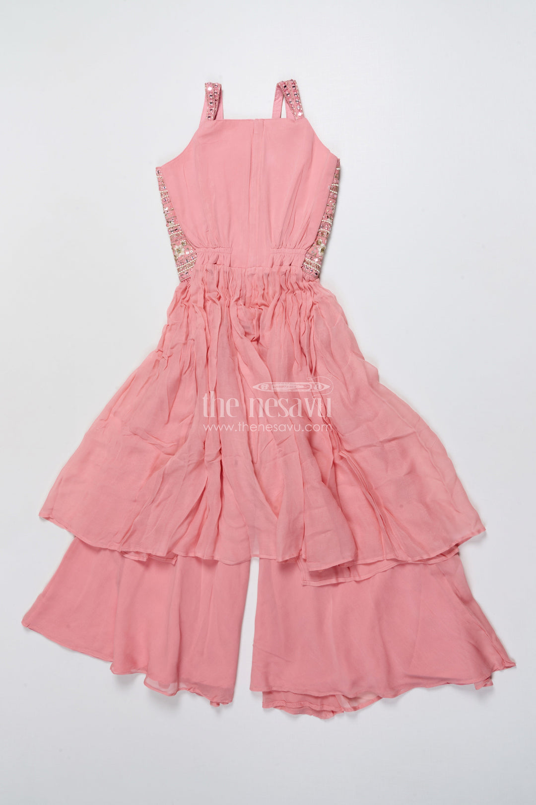 The Nesavu Girls Sharara / Plazo Set Girls Sharara Set for Weddings and Traditional Functions Nesavu Nesavu girls sharara set embroidered yoke weddings festive celebrations