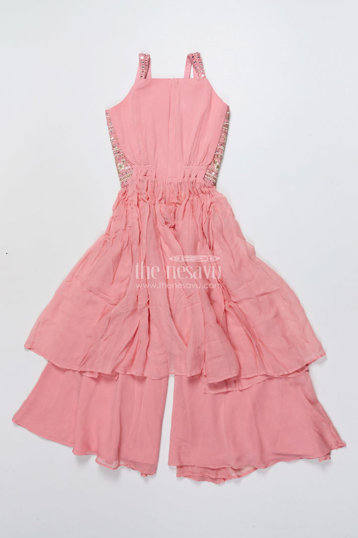 The Nesavu Girls Sharara / Plazo Set Girls Sharara Set for Weddings and Traditional Functions Nesavu Nesavu girls sharara set embroidered yoke weddings festive celebrations