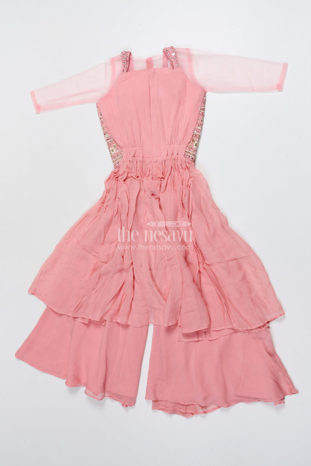 The Nesavu Girls Sharara / Plazo Set Girls Sharara Set for Weddings and Traditional Functions Nesavu Nesavu girls sharara set embroidered yoke weddings festive celebrations