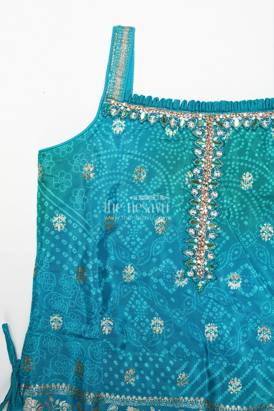 The Nesavu Girls Sharara / Plazo Set Girls Sharara Set in Viscose Silk with Embroidered Yoke for Festive Wear Nesavu Nesavu girls silk sharara set embroidered yoke weddings festive functions