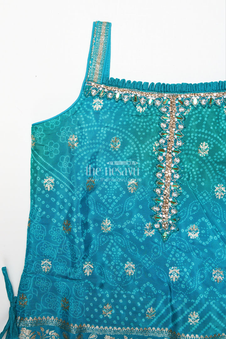 The Nesavu Girls Sharara / Plazo Set Girls Sharara Set in Viscose Silk with Embroidered Yoke for Festive Wear Nesavu Nesavu girls silk sharara set embroidered yoke weddings festive functions