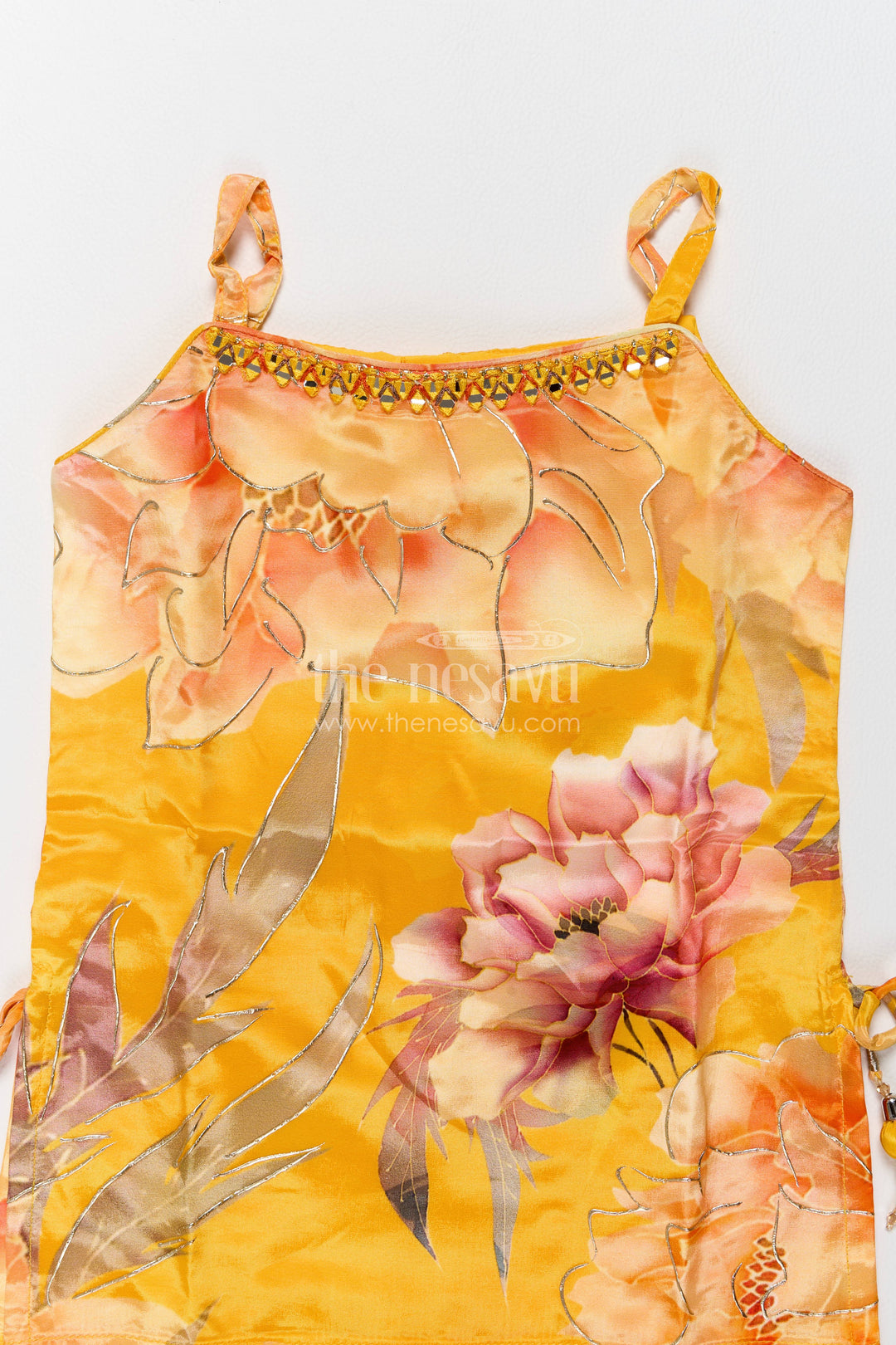 The Nesavu Girls Sharara / Plazo Set Girls Sharara Set in Yellow with Digital Print Nesavu Nesavu Girls Sharara Set In Yellow For Festive Photos