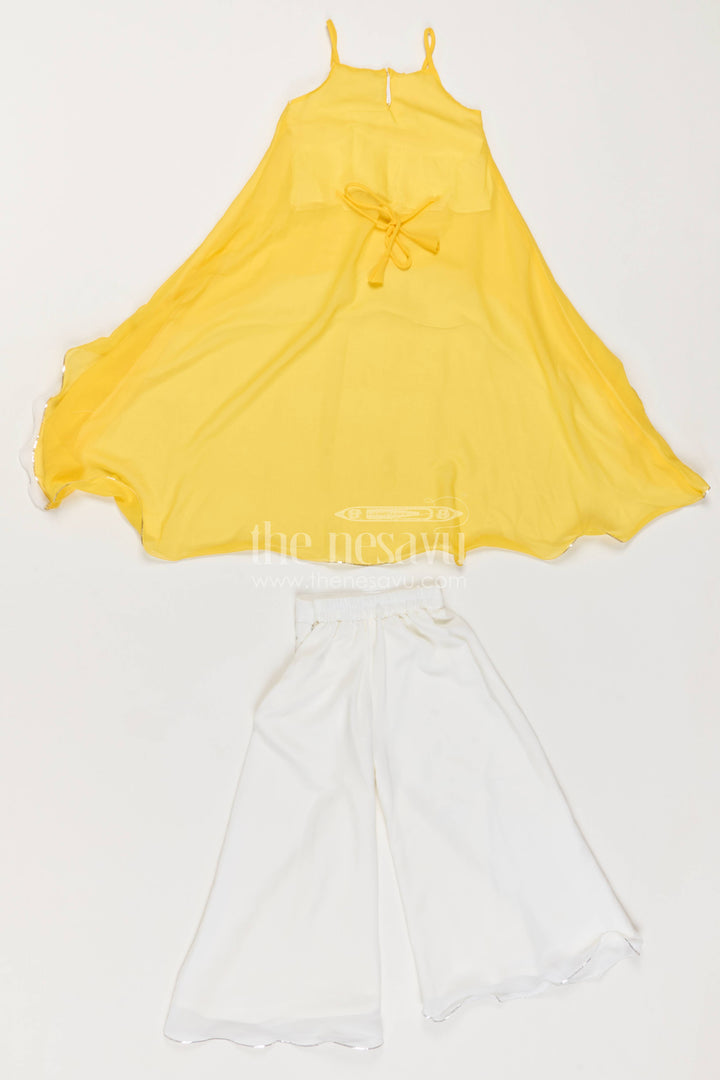 The Nesavu Girls Sharara / Plazo Set Girls Sharara Set in Yellow with Smart Tailoring Nesavu Nesavu Girls Sharara Set For Festive Occasion Dressing
