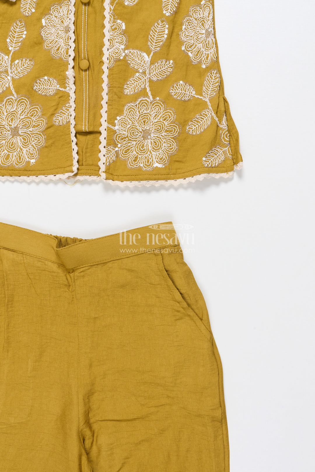 The Nesavu Girls Co-Ord Sets Girls Sharara Set with Attached Coat for Festive Occasions and Weddings Nesavu Nesavu girls sharara set crochet jacket  perfect weddings traditional functions