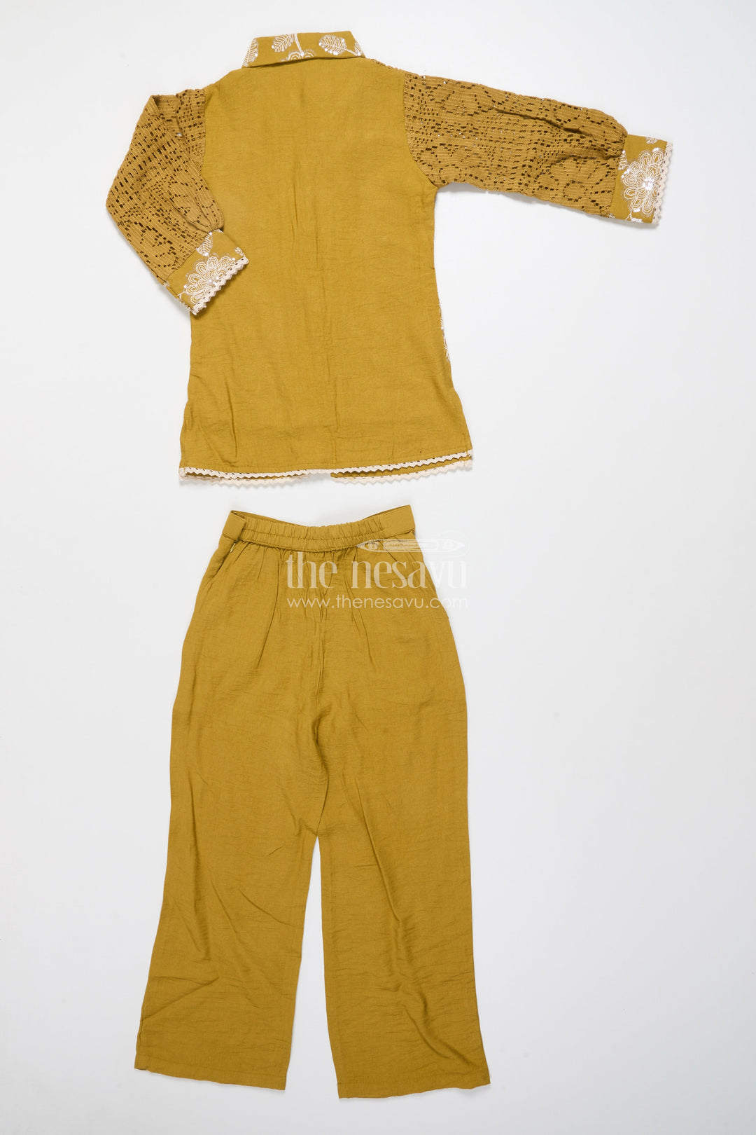 The Nesavu Girls Co-Ord Sets Girls Sharara Set with Attached Coat for Festive Occasions and Weddings Nesavu Nesavu girls sharara set crochet jacket  perfect weddings traditional functions