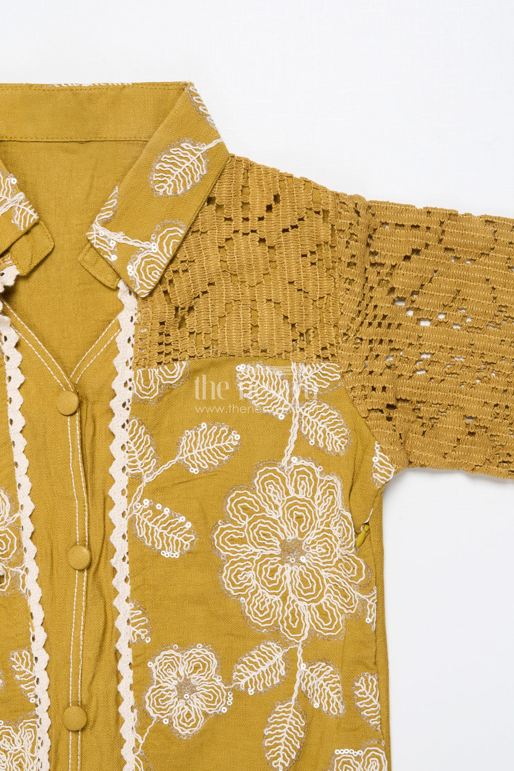 The Nesavu Girls Co-Ord Sets Girls Sharara Set with Attached Coat for Festive Occasions and Weddings Nesavu Nesavu girls sharara set crochet jacket  perfect weddings traditional functions