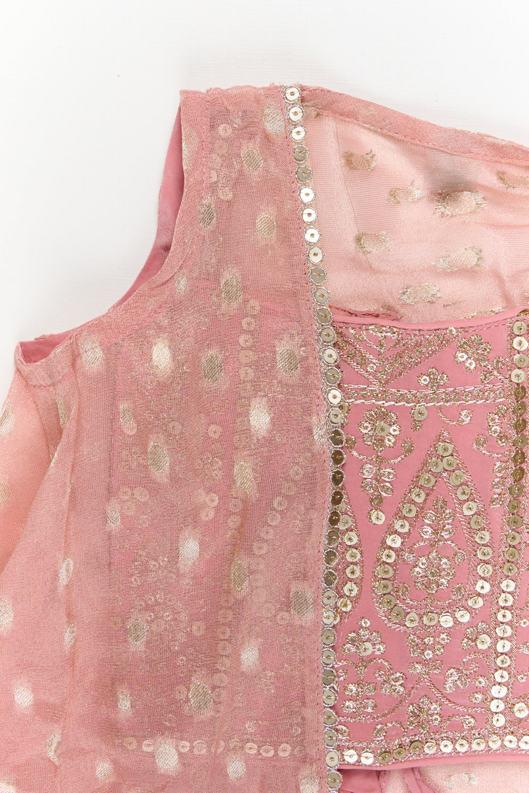 The Nesavu Girls Sharara / Plazo Set Girls Sharara Set with Embroidered Jacket for Weddings and Special Occasions Nesavu Nesavu girls sharara set with designer embroidered jacket and georgette flared pants for festive events