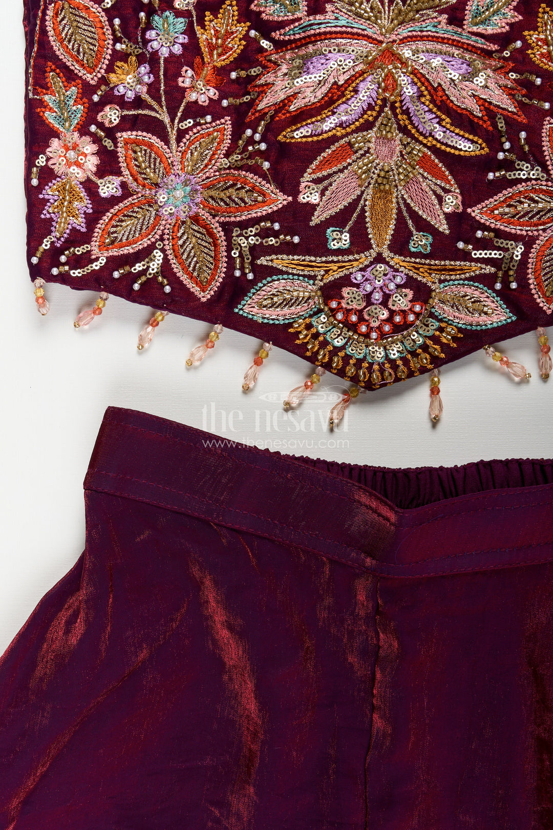 The Nesavu Girls Sharara / Plazo Set Girls sharara set with embroidered kurti for weddings and parties Nesavu Nesavu girls sharara set embroidered kurti weddings festive occasions