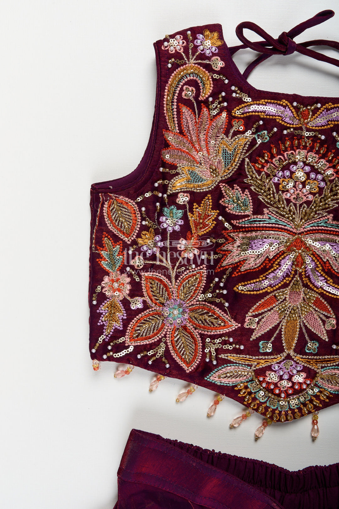 The Nesavu Girls Sharara / Plazo Set Girls sharara set with embroidered kurti for weddings and parties Nesavu Nesavu girls sharara set embroidered kurti weddings festive occasions
