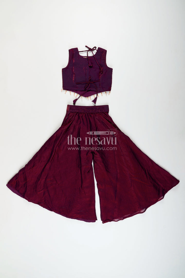 The Nesavu Girls Sharara / Plazo Set Girls sharara set with embroidered kurti for weddings and parties Nesavu Nesavu girls sharara set embroidered kurti weddings festive occasions