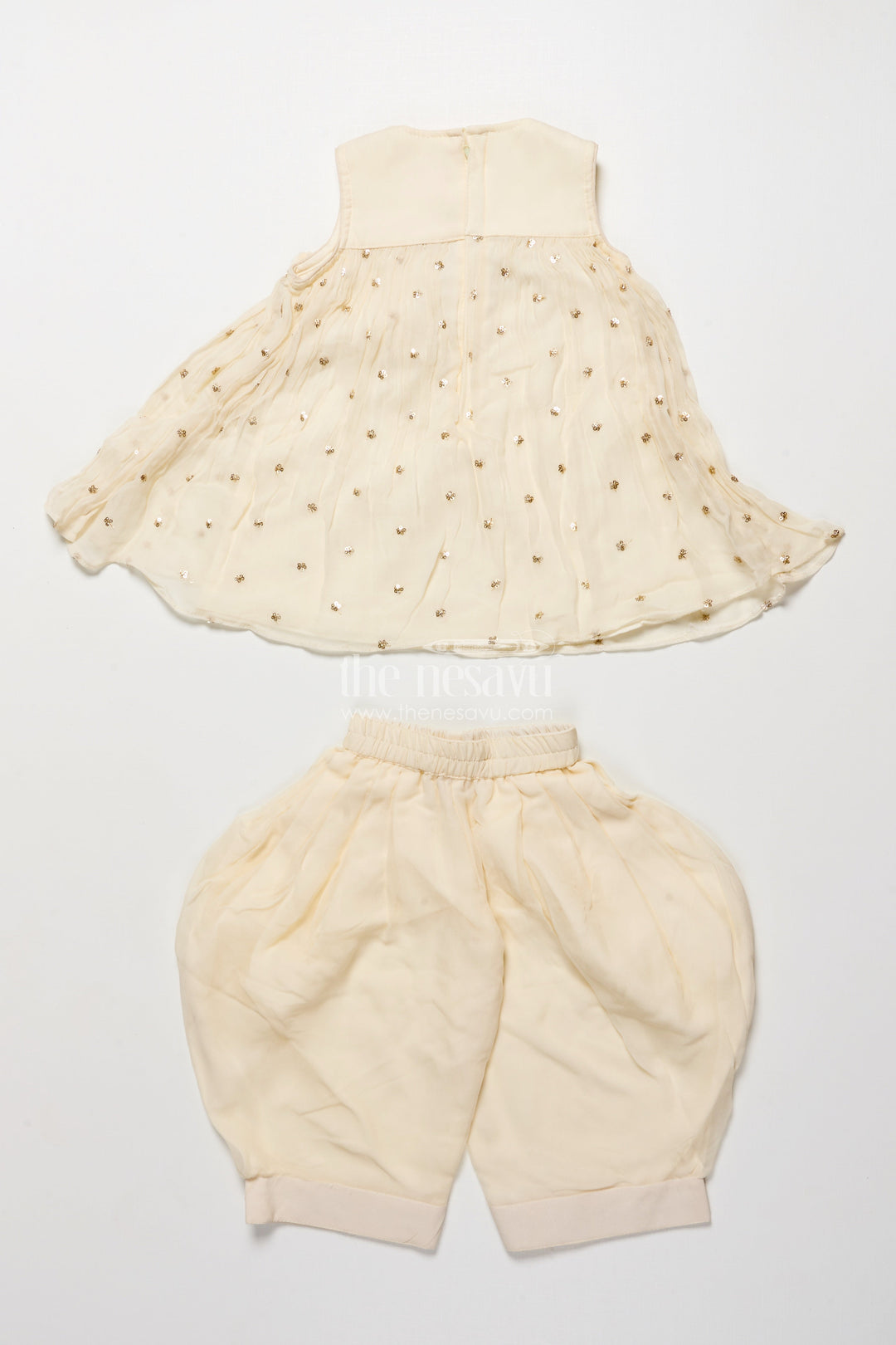 The Nesavu Girls Sharara / Plazo Set Girls Sharara Set with Embroidered Yoke for Festive and Cultural Events Nesavu Nesavu georgette sharara set embroidered yoke festive outfit girls ethnic events poojas