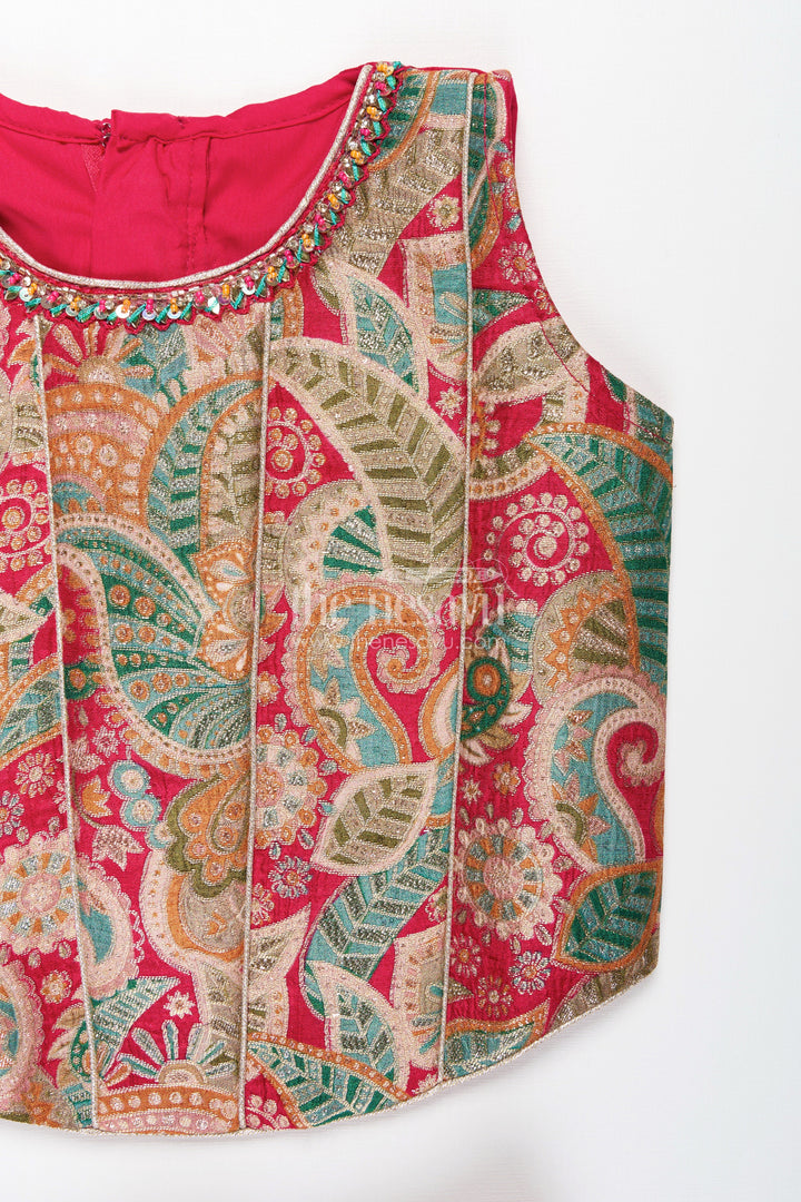 The Nesavu Girls Sharara / Plazo Set Girls Sharara Set with Embroidered Yoke for Festive and Ethnic Functions Nesavu Nesavu girls sharara set designer embroidery yoke georgette flared pants