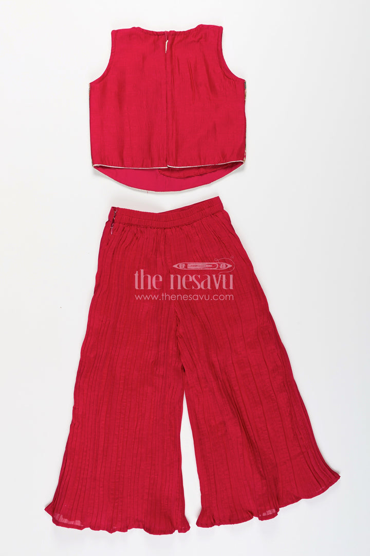 The Nesavu Girls Sharara / Plazo Set Girls Sharara Set with Embroidered Yoke for Festive and Ethnic Functions Nesavu Nesavu girls sharara set designer embroidery yoke georgette flared pants