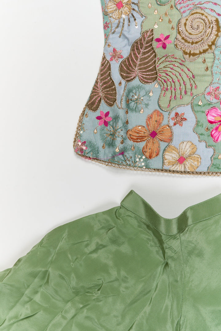 The Nesavu Girls Sharara / Plazo Set Girls Sharara Set with Embroidered Yoke for Festive Functions Nesavu Nesavu girls sharara set with embroidered yoke and dupatta for festive wear and weddings