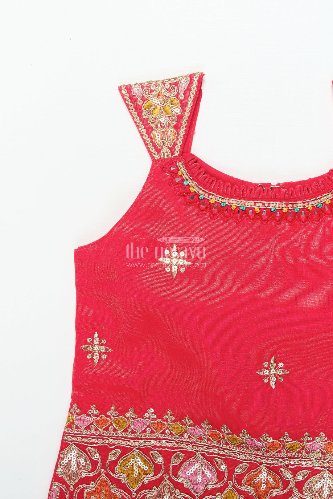 The Nesavu Girls Sharara / Plazo Set Girls Sharara Set with Embroidered Yoke for Wedding and Festive Wear Nesavu Nesavu girls sharara set georgette embroidered yoke weddings festive events