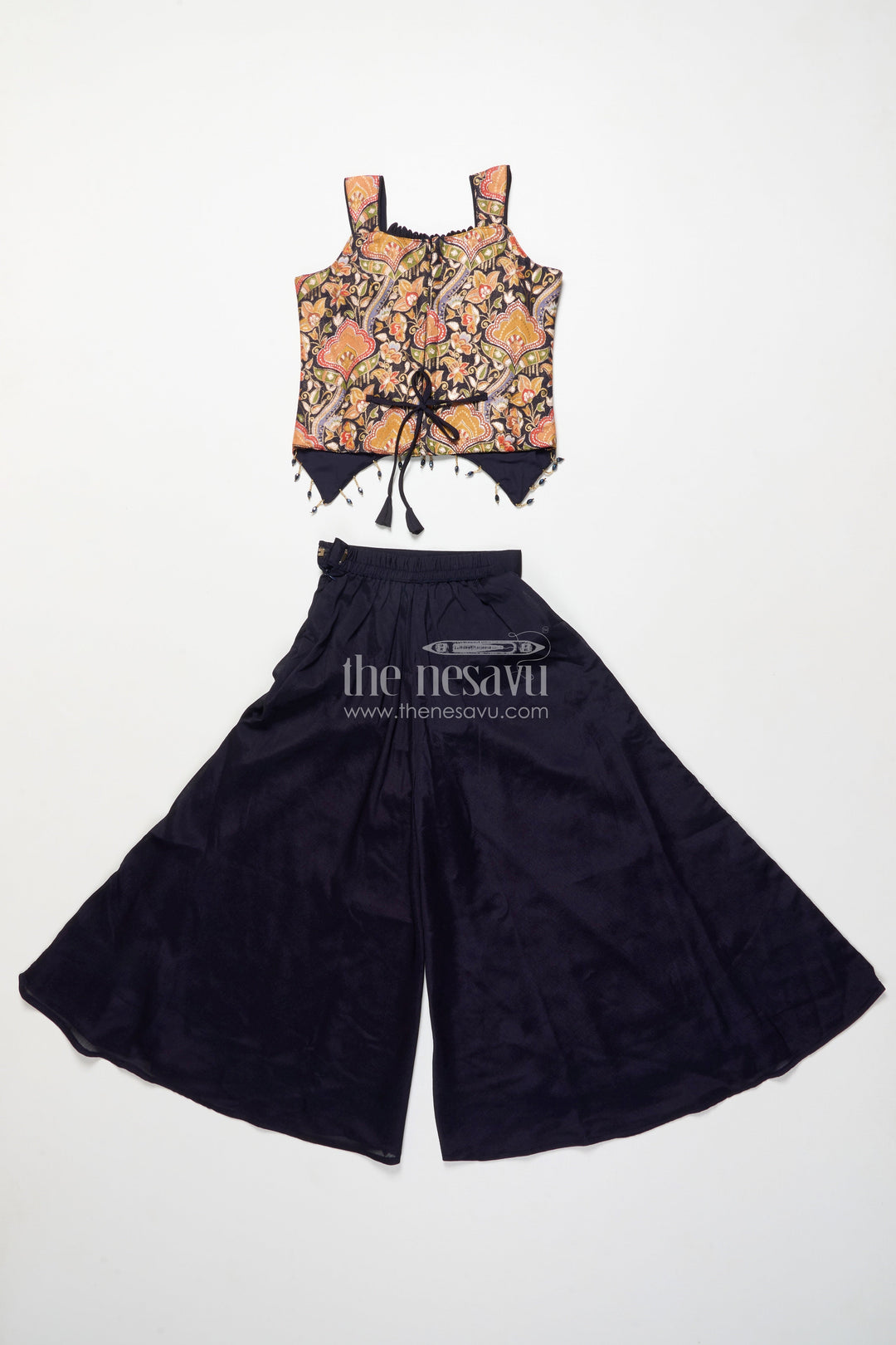 The Nesavu Girls Sharara / Plazo Set Girls Sharara Set with Embroidered Yoke for Weddings and Family Occasions Nesavu Nesavu girls sharara set embroidered yoke dupatta festive wedding occasions