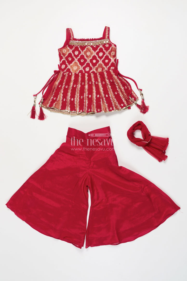 The Nesavu Girls Sharara / Plazo Set Girls Sharara Set with Embroidered Yoke for Weddings and Festive Events Nesavu Nesavu girls georgette sharara set embroidered yoke weddings Diwali special events