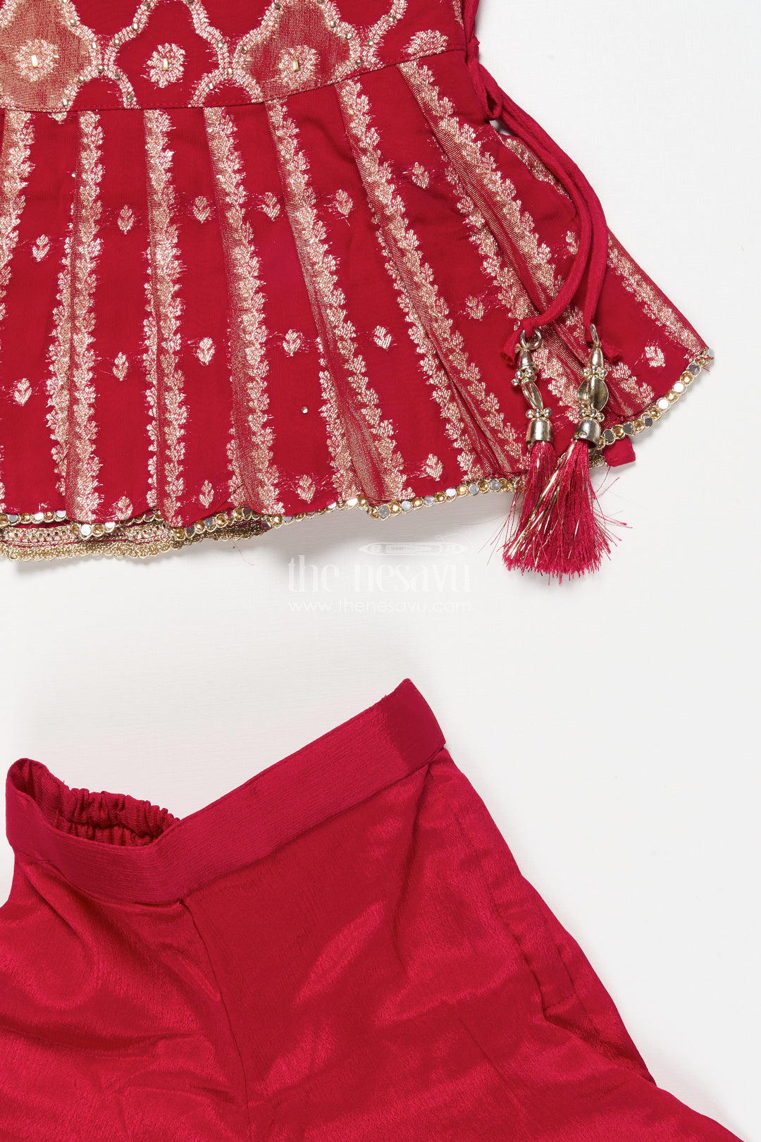 The Nesavu Girls Sharara / Plazo Set Girls Sharara Set with Embroidered Yoke for Weddings and Festive Events Nesavu Nesavu girls georgette sharara set embroidered yoke weddings Diwali special events