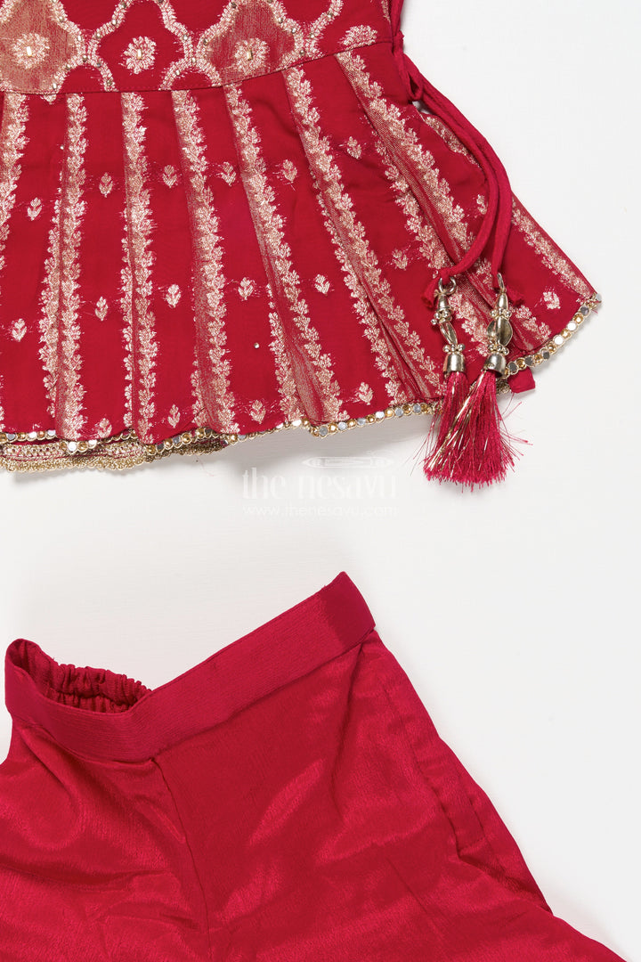 The Nesavu Girls Sharara / Plazo Set Girls Sharara Set with Embroidered Yoke for Weddings and Festive Events Nesavu Nesavu girls georgette sharara set embroidered yoke weddings Diwali special events