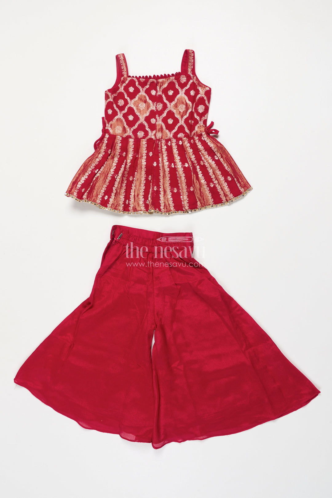 The Nesavu Girls Sharara / Plazo Set Girls Sharara Set with Embroidered Yoke for Weddings and Festive Events Nesavu Nesavu girls georgette sharara set embroidered yoke weddings Diwali special events