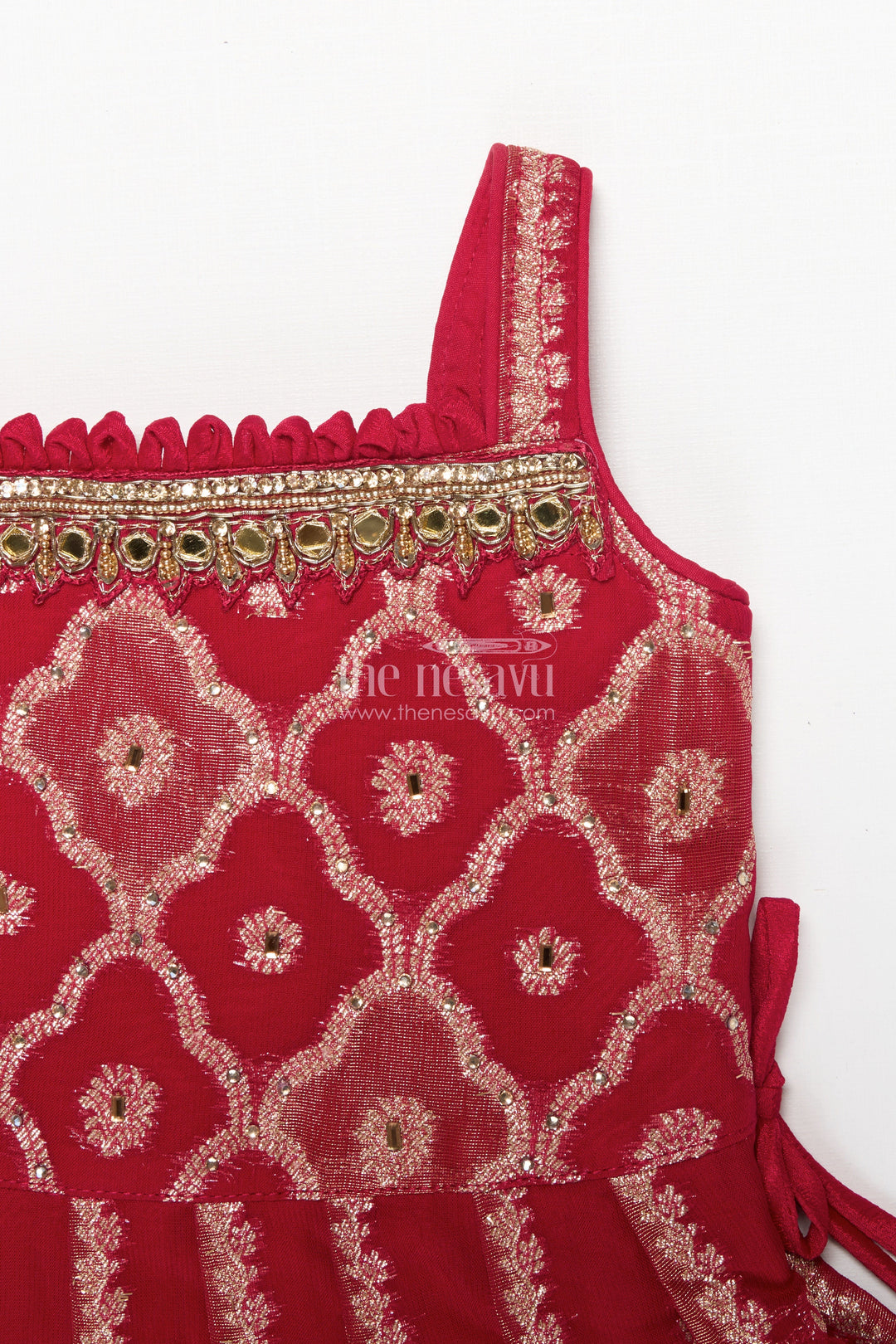 The Nesavu Girls Sharara / Plazo Set Girls Sharara Set with Embroidered Yoke for Weddings and Festive Events Nesavu Nesavu girls georgette sharara set embroidered yoke weddings Diwali special events