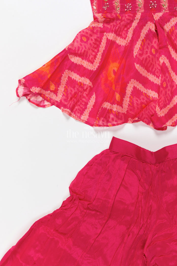 The Nesavu Girls Sharara / Plazo Set Girls Sharara Set with Embroidered Yoke for Weddings and Festive Functions Nesavu Nesavu girls embroidered sharara set georgette perfect festive celebrations wedding occasions