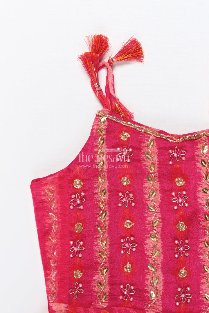 The Nesavu Girls Sharara / Plazo Set Girls Sharara Set with Embroidered Yoke for Weddings and Festive Functions Nesavu Nesavu girls embroidered sharara set georgette perfect festive celebrations wedding occasions