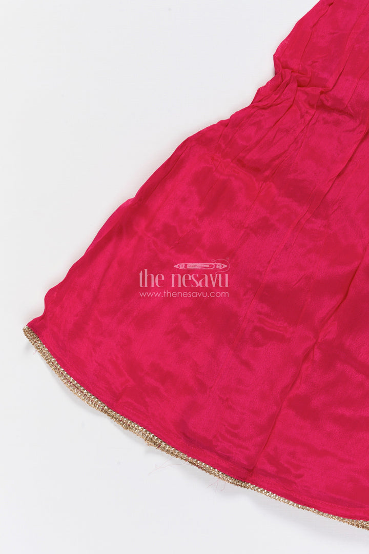 The Nesavu Girls Sharara / Plazo Set Girls Sharara Set with Embroidered Yoke for Weddings and Festive Functions Nesavu Nesavu girls embroidered sharara set georgette perfect festive celebrations wedding occasions
