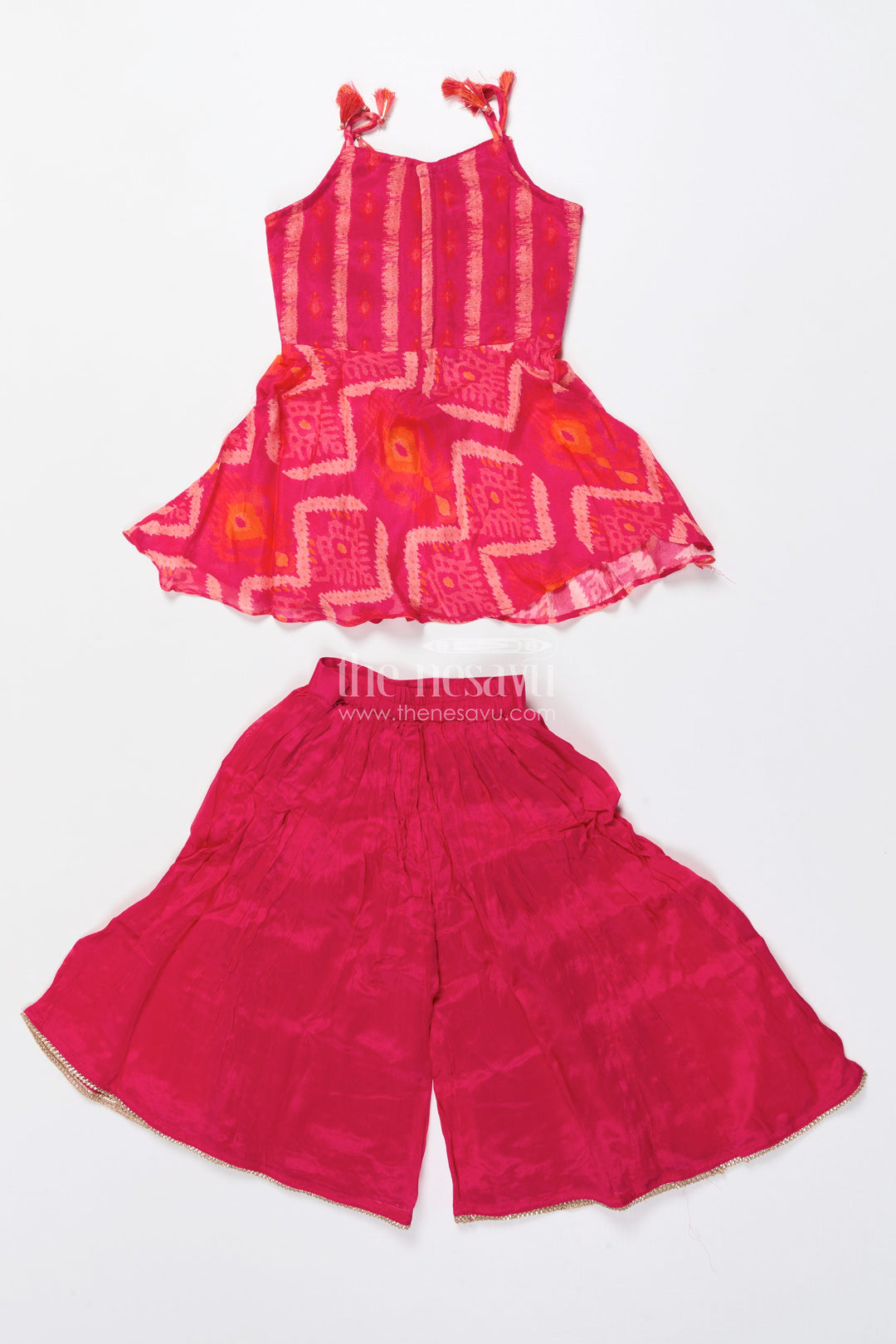 The Nesavu Girls Sharara / Plazo Set Girls Sharara Set with Embroidered Yoke for Weddings and Festive Functions Nesavu Nesavu girls embroidered sharara set georgette perfect festive celebrations wedding occasions