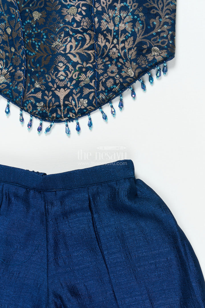 The Nesavu Girls Sharara / Plazo Set Girls Sharara Set with Embroidered Yoke for Weddings and Festive Parties Nesavu Nesavu girls georgette sharara set embroidered yoke festive weddings special events