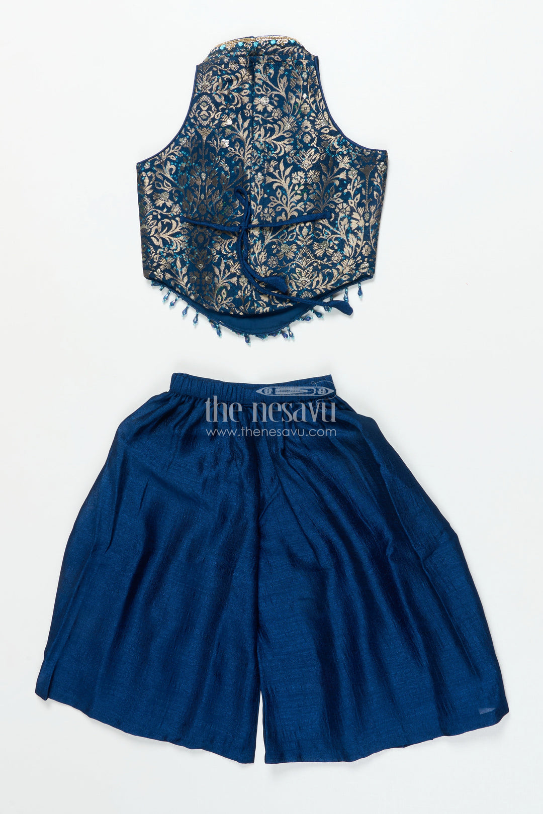 The Nesavu Girls Sharara / Plazo Set Girls Sharara Set with Embroidered Yoke for Weddings and Festive Parties Nesavu Nesavu girls georgette sharara set embroidered yoke festive weddings special events