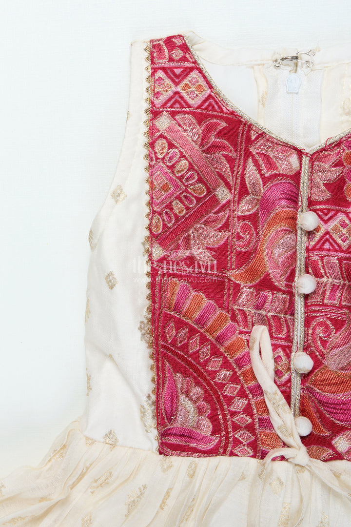 The Nesavu Girls Sharara / Plazo Set Girls Sharara Set with Gold Kadi Print Elegant Festive Outfit for Weddings and Rituals Nesavu Nesavu girls gold printed sharara set modal blend festive ethnic wear weddings functions