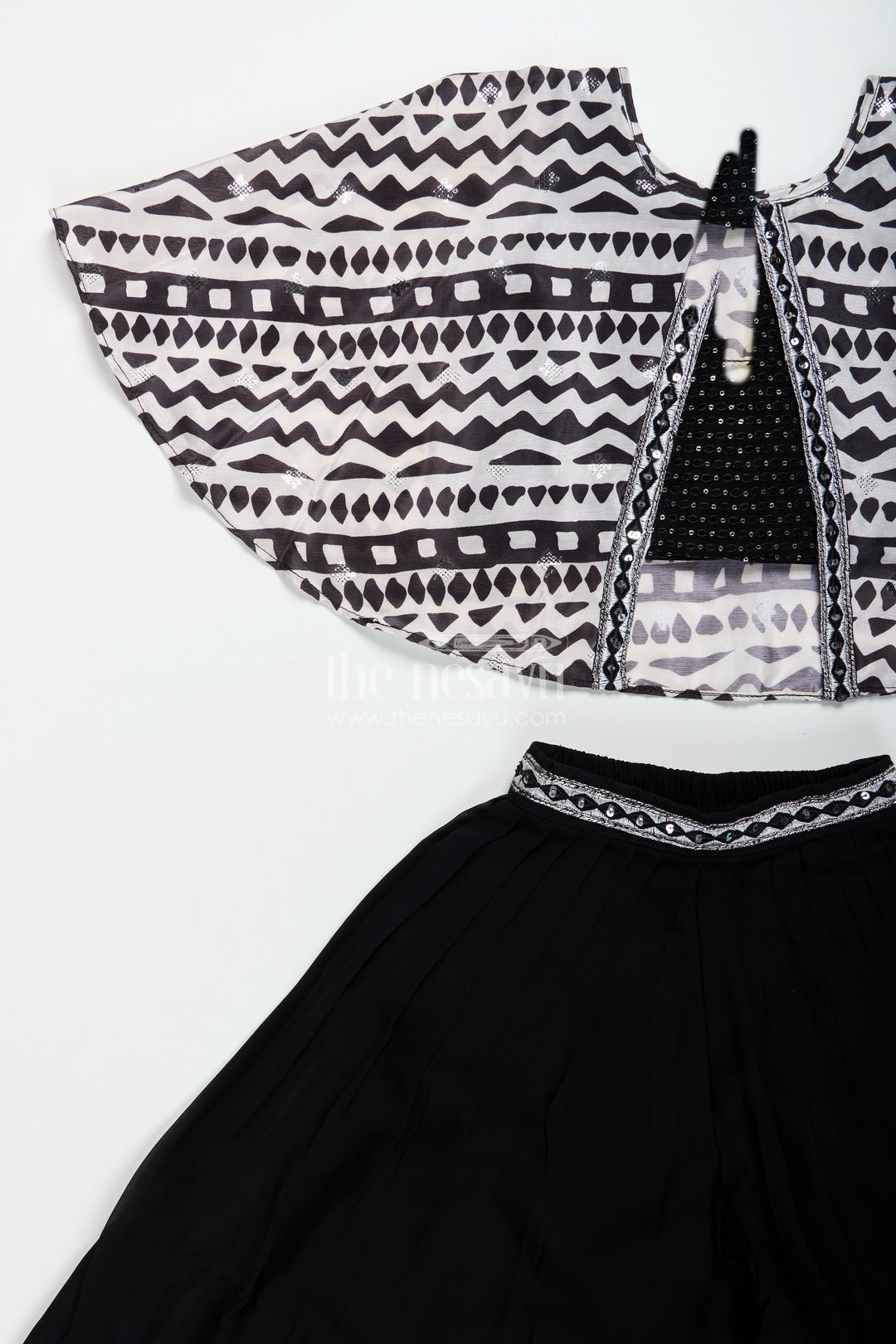 The Nesavu Girls Sharara / Plazo Set Girls Sharara Set with Printed Cape Top for Festive Outings Nesavu Nesavu girls sharara set cape georgette top festive cultural celebrations