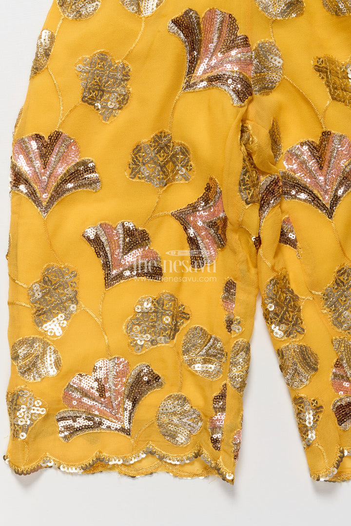 The Nesavu Girls Sharara / Plazo Set Girls Sharara Set with Sequins for Festive and Traditional Wear Nesavu Nesavu festive sharara set girls sequin embroidery ideal Diwali family celebrations