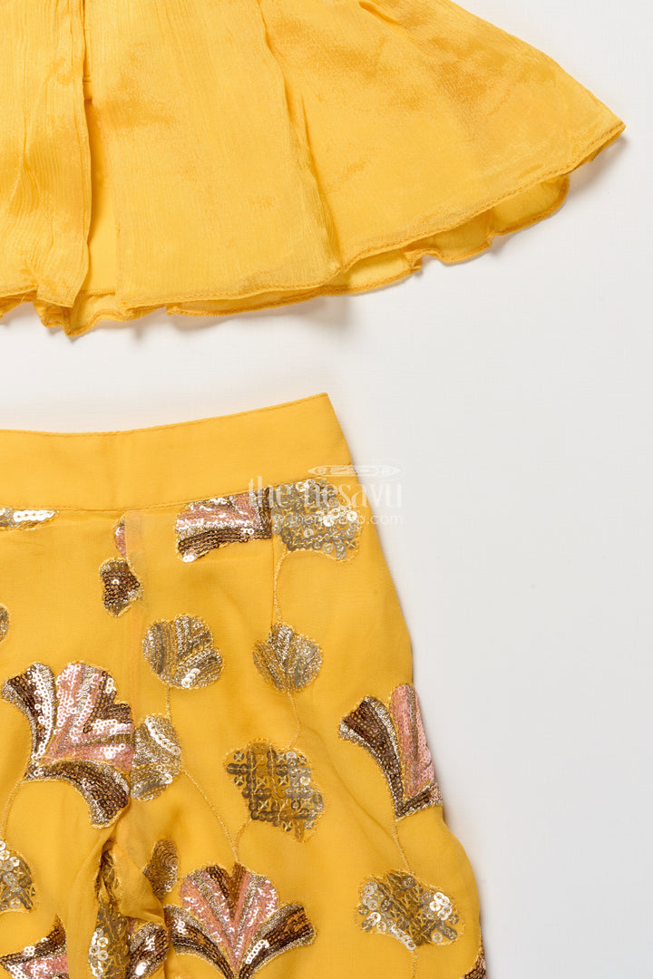 The Nesavu Girls Sharara / Plazo Set Girls Sharara Set with Sequins for Festive and Traditional Wear Nesavu Nesavu festive sharara set girls sequin embroidery ideal Diwali family celebrations